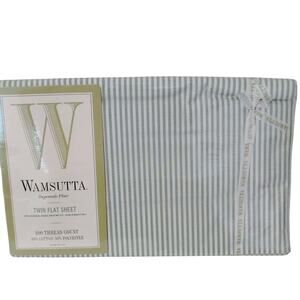 Wamsutta Green Striped Supercale Plus Cotton Blend Twin Flat Sheet NEW Vintage
